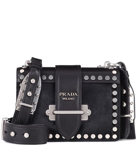 prada leather shoulder bag black|prada leather bag women black.